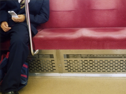 mobile,train,school uniform...typical Tokyo