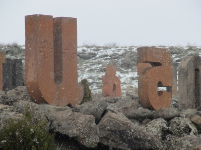 armenian alphabet in the snow